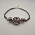 Vintage 80er Jahre Mesh Chocker Silberfarbend mit Lila Stein Cabochon Stil