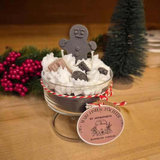 Handgemachte Sojawachskerze Weihnachtesgeschenk Lebkuchen Sahne Dessert in Glas Schale