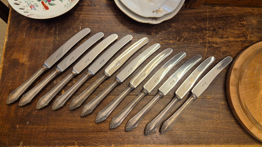11x Antike Debag Rostfrei Messer sehr lang 40er Jahre versilbert 90 - zum aufpolieren!