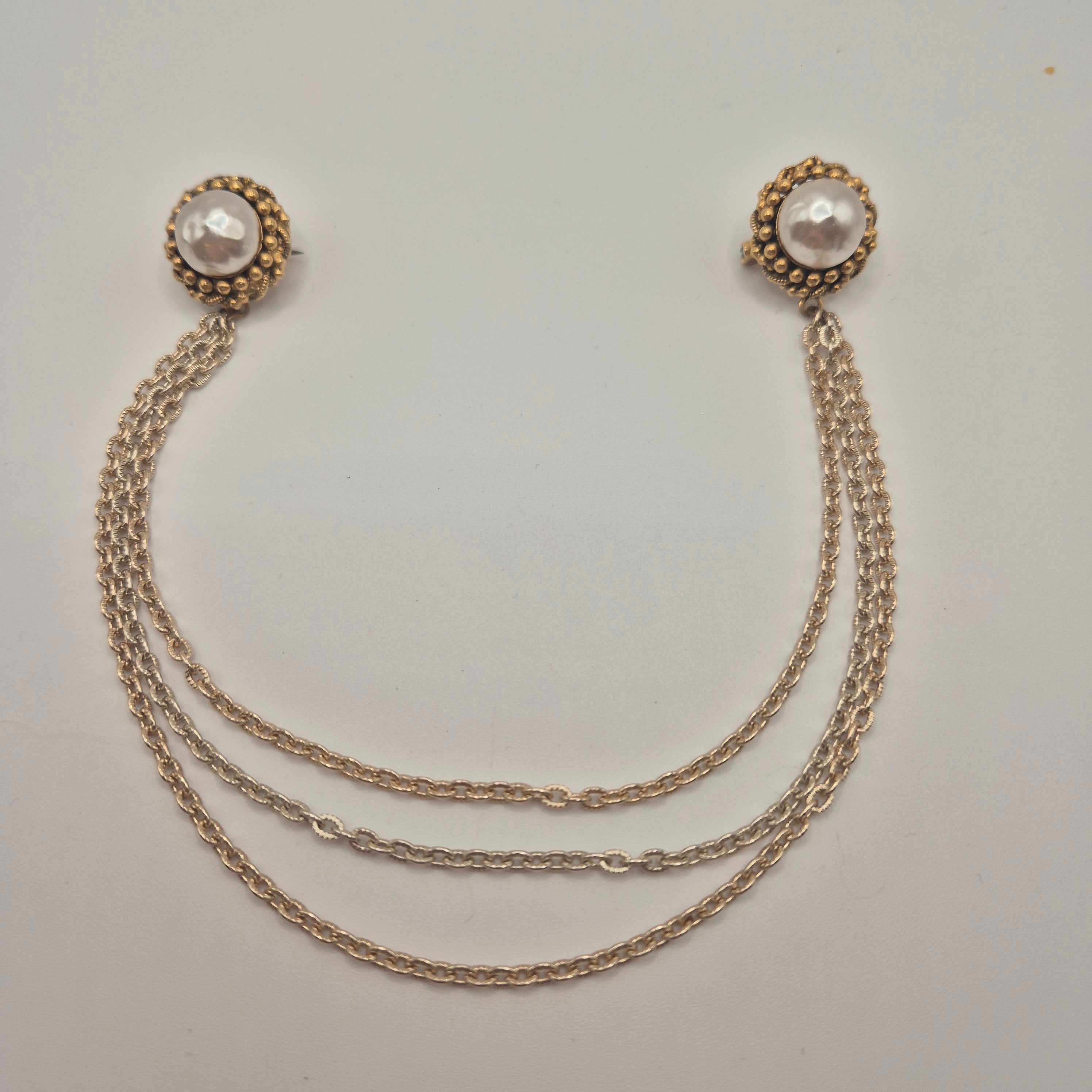 Elegante Vintage Kettenbrosche – Zeitloser Perlen-Chic für jeden Anlass