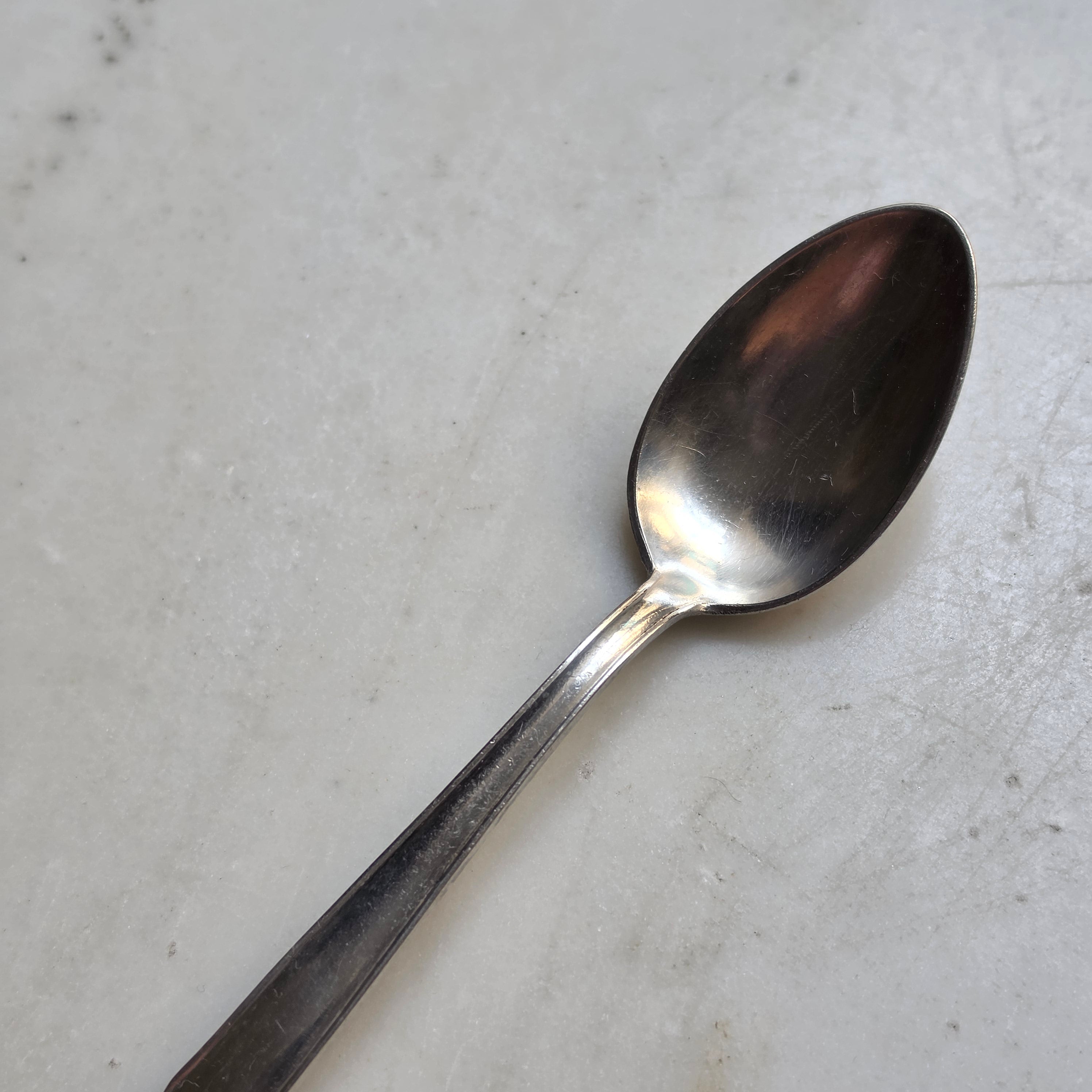 Antiker Versilberter Kaffeelöffel / Teelöffel mit Monogramm-Gravur „S“ & Schwedischer GAB-Punze