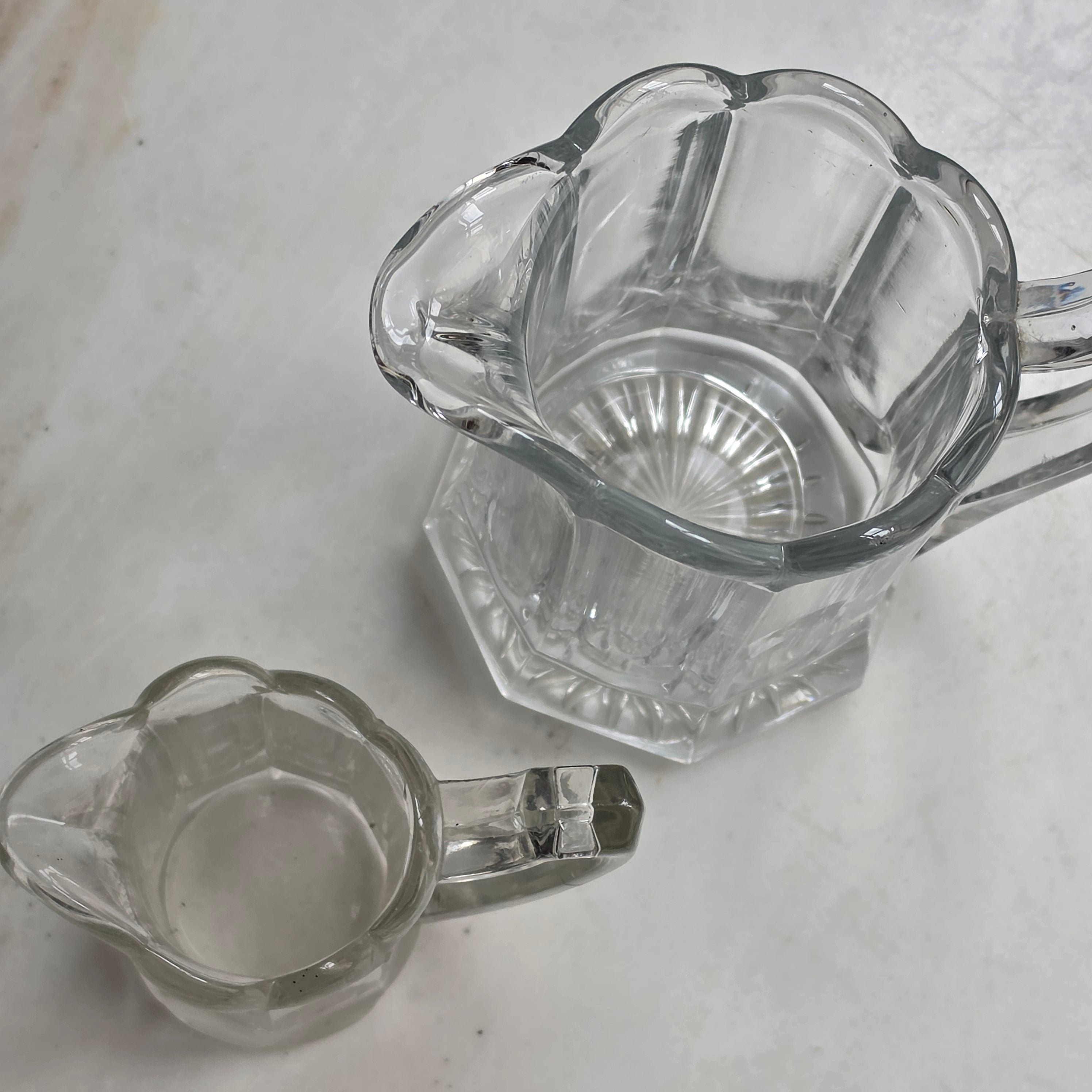 Vintage Milchkännchen Milchkanne Krug Kanne klein Glas Art Deco Stil