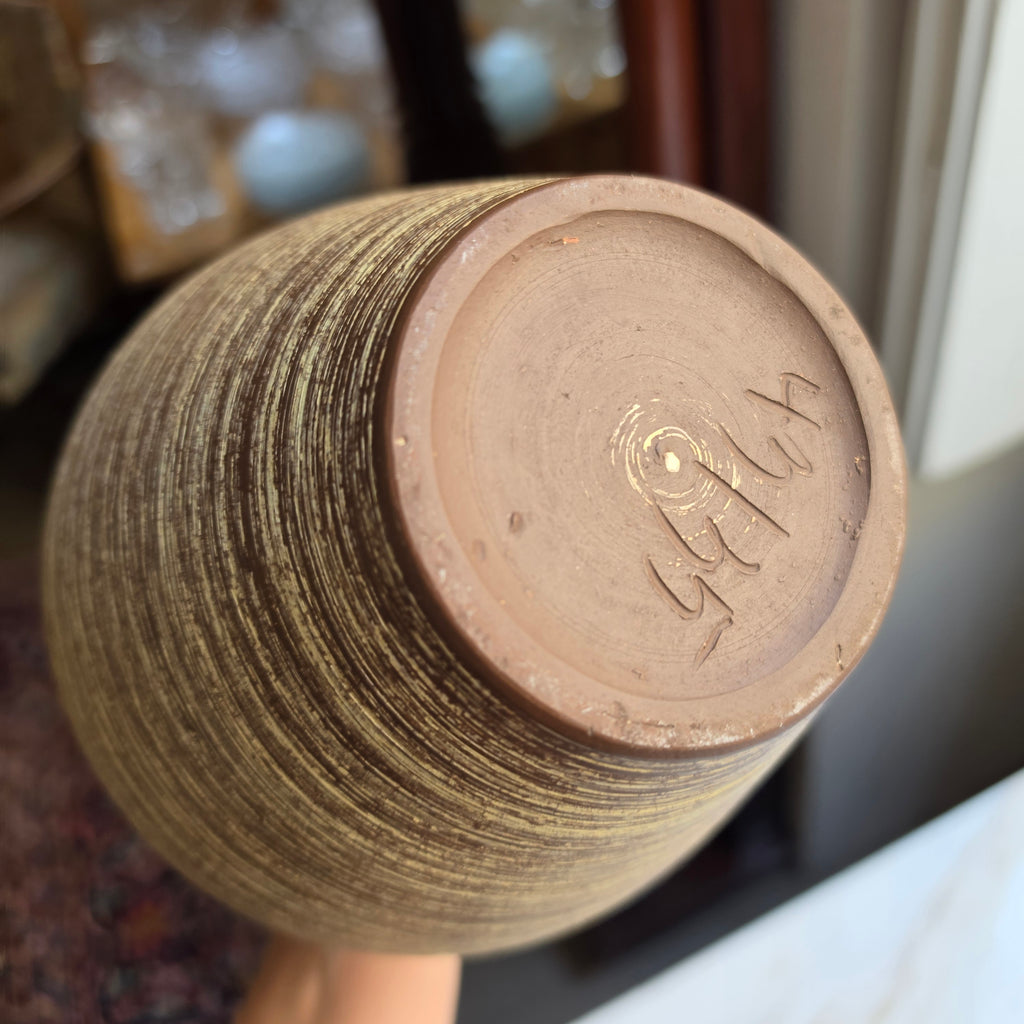 Vintage Keramikvase in warmen Erdtönen - Handarbeit Signiert