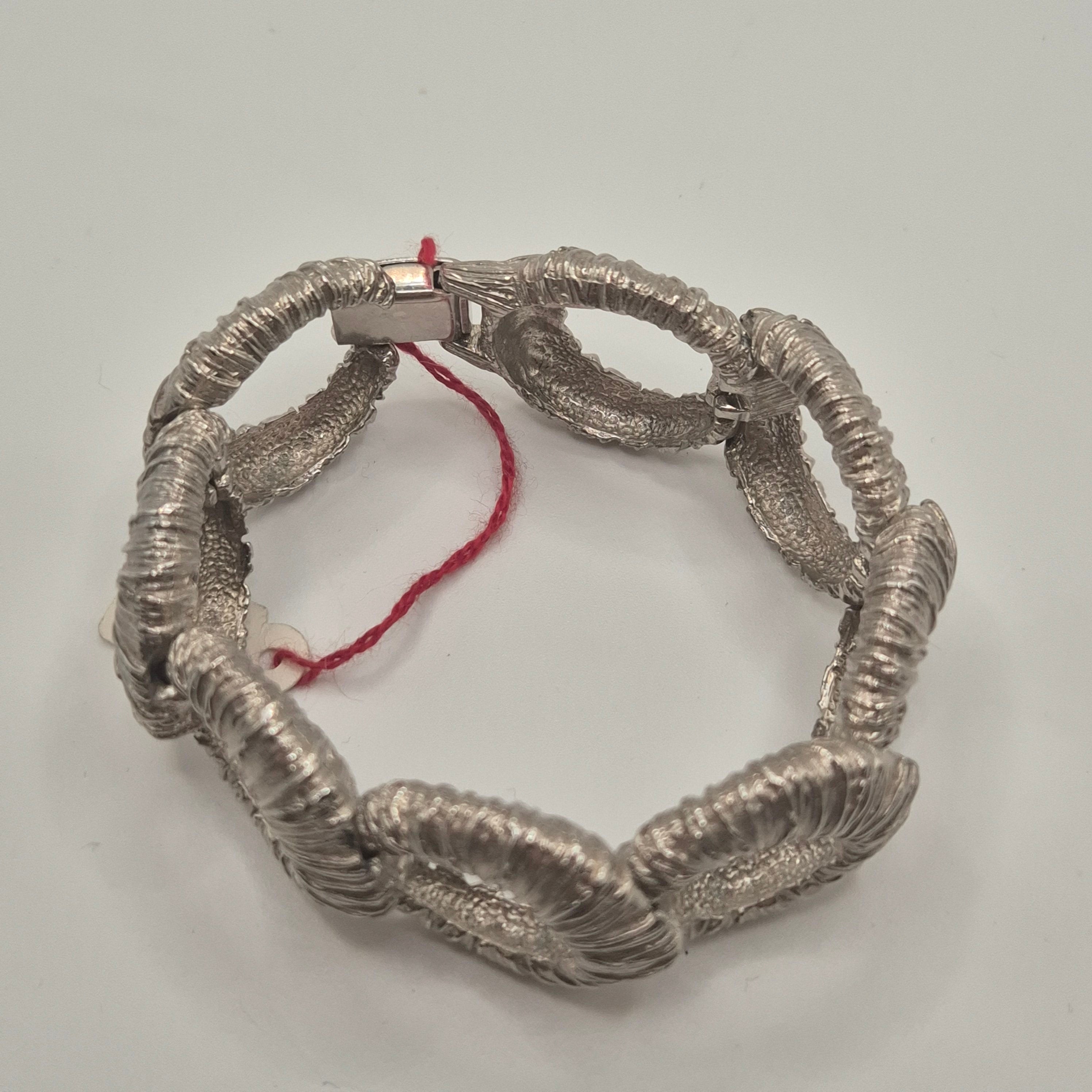 Silbernes Vintage Armband massiv Metall Statement 80er Jahre