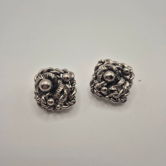 Vintage 50er Jahre Massive Runway Ohrringe / Made in West Germany Statement Clips Silber