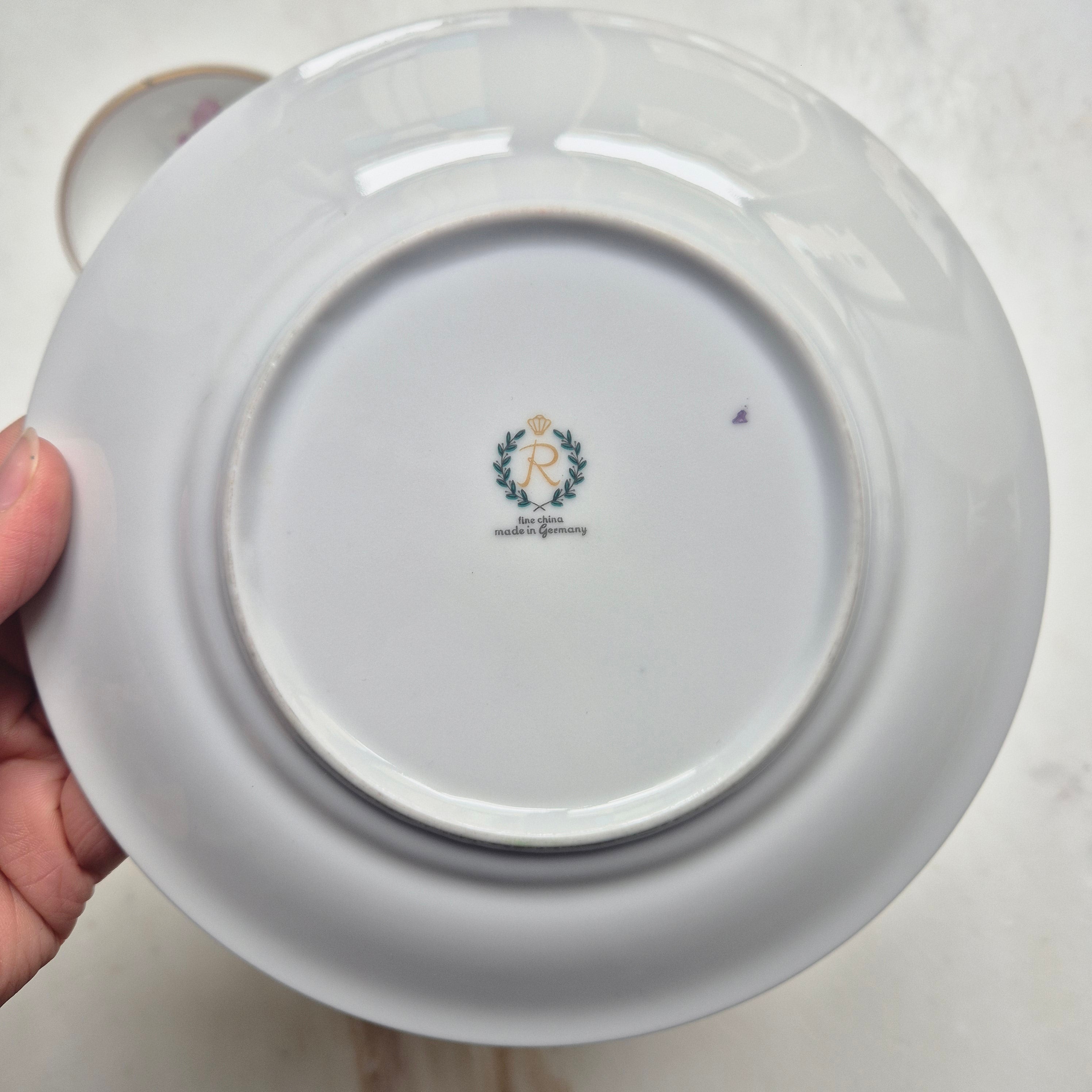DDR Porzellan Gedeck 1x Tasse & 1x Kuchenteller mit Rosenmotiv