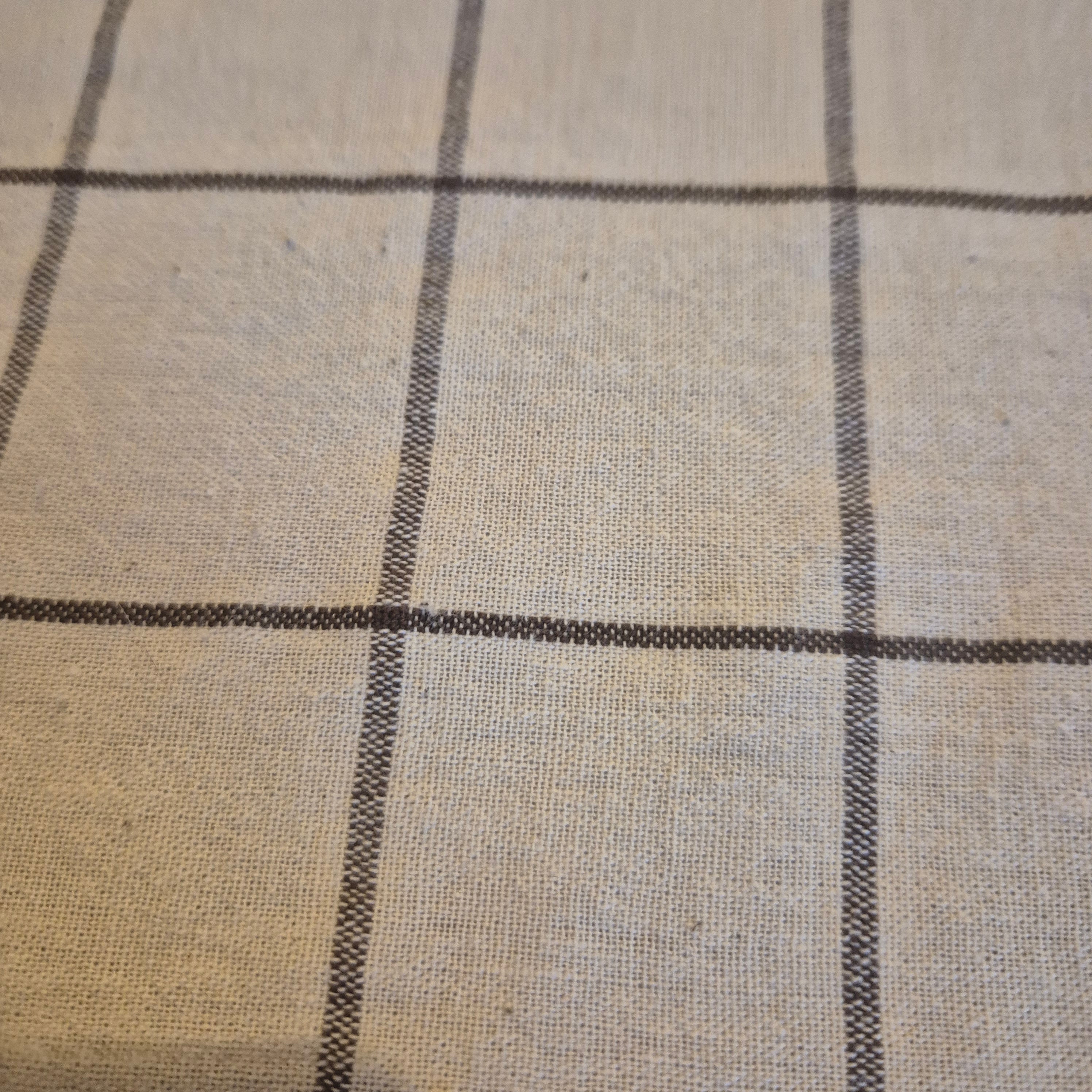 Vintage Tischdecke Kariert Baumewolle/Jute 135x130cm