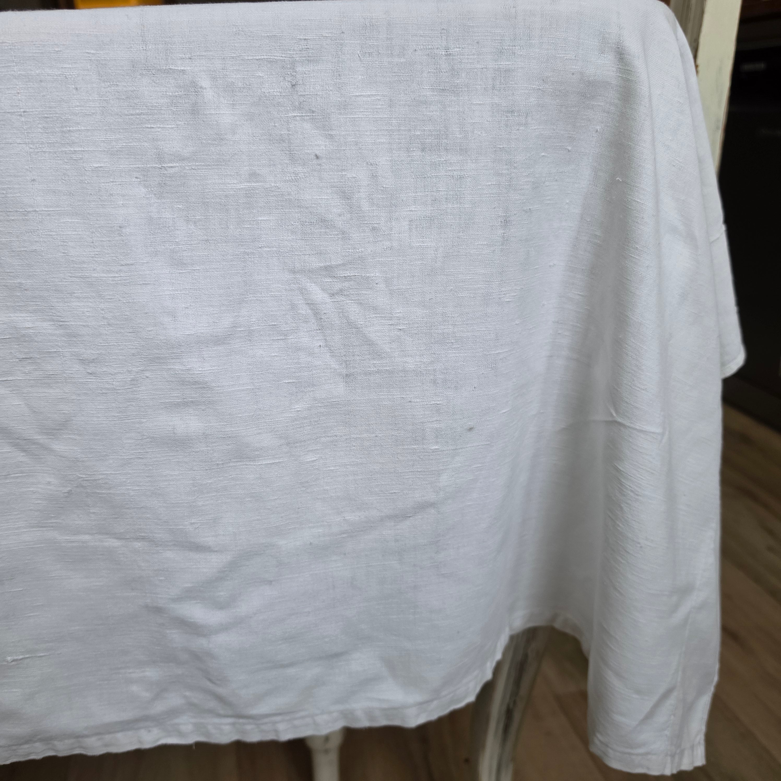 Antike Leinentischdecke mit Monogramm & Charme - Shabby Chic - Wabi-Sabi - 215x140cm