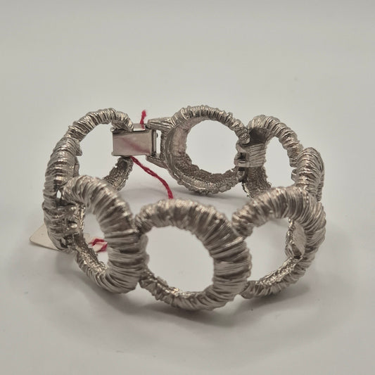 Silbernes Vintage Armband massiv Metall Statement 80er Jahre