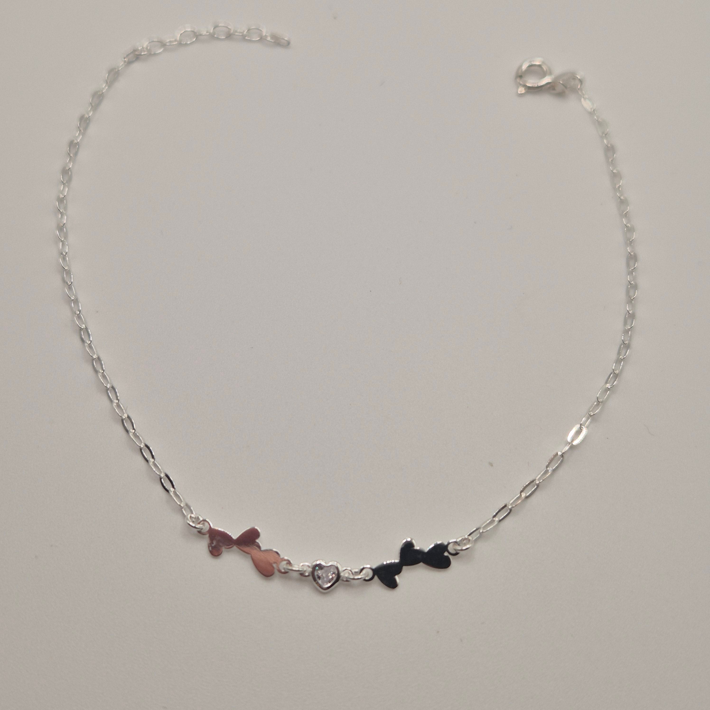 Zartes Fußkettchen Silber 925 Herz