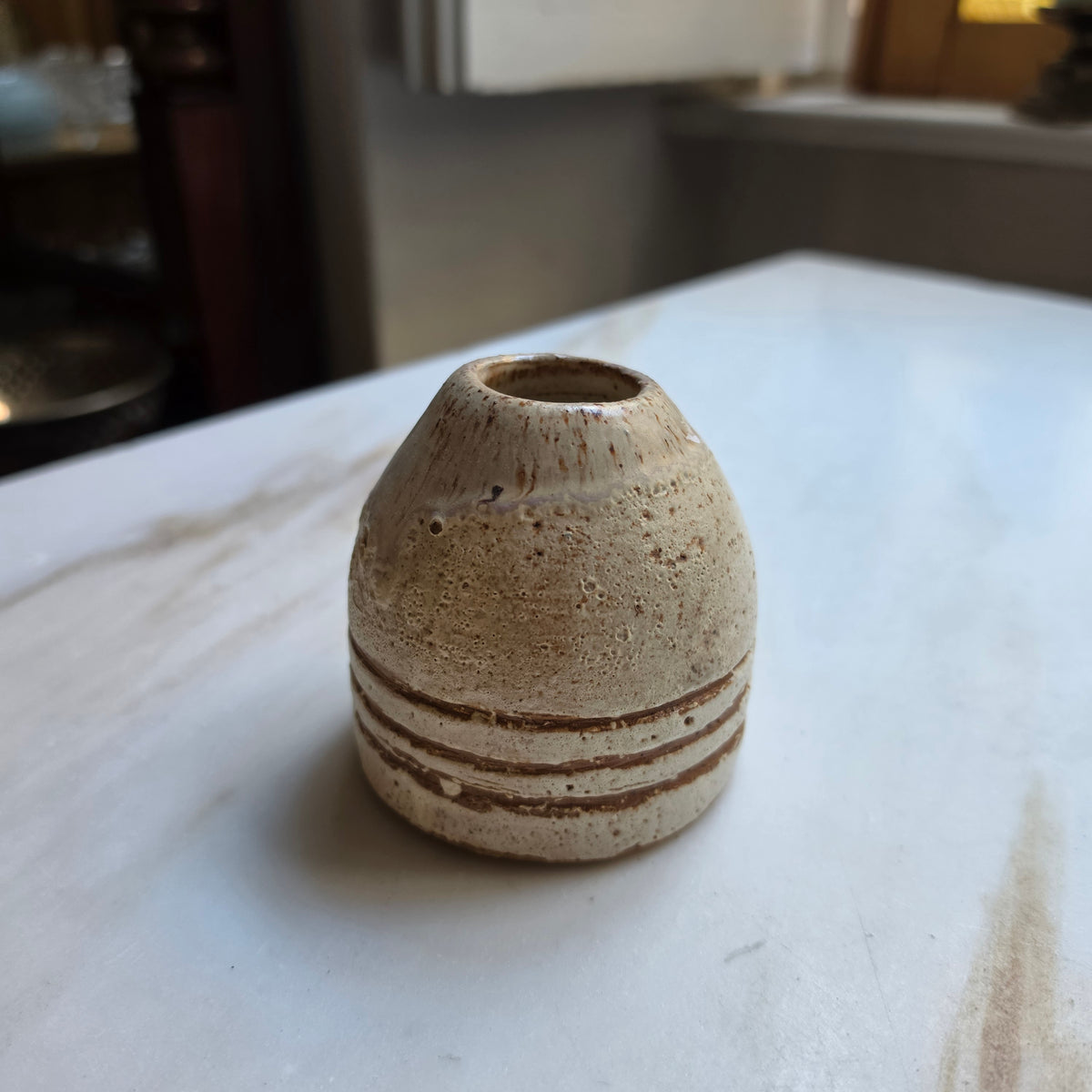 Kleine Vintage Keramik-Vase - Solitärvase – Handgefertigt (1982)