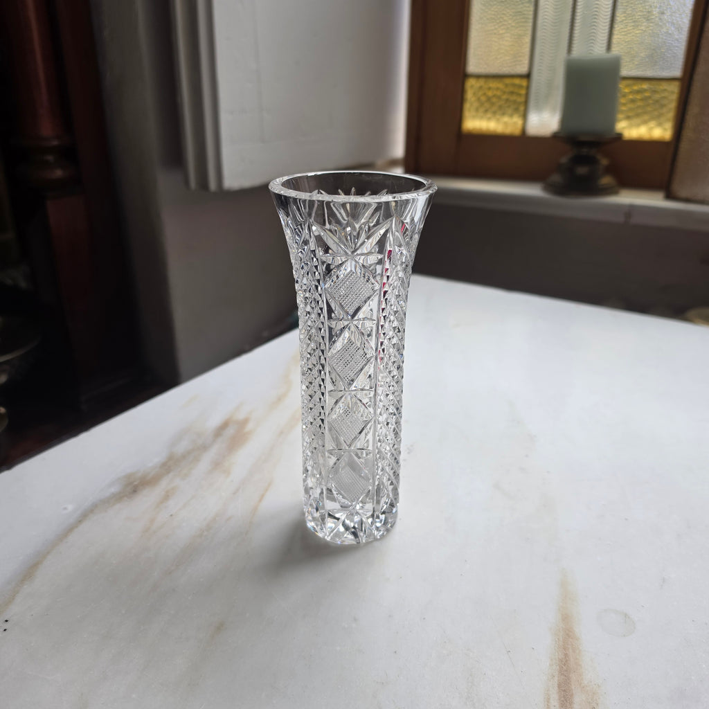 Elegante Kristallglas-Tischvase mit Brillantschliff – Vintage Deko