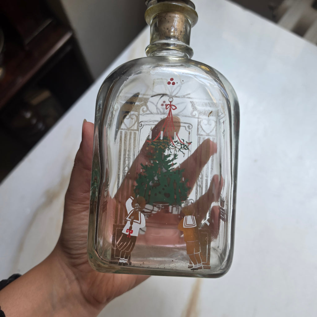 Vintage Holmegaard Adventsflasche - Schnapskaraffe (1980er) – Dänisches Glasdesign mit Korken & Metallverschluss