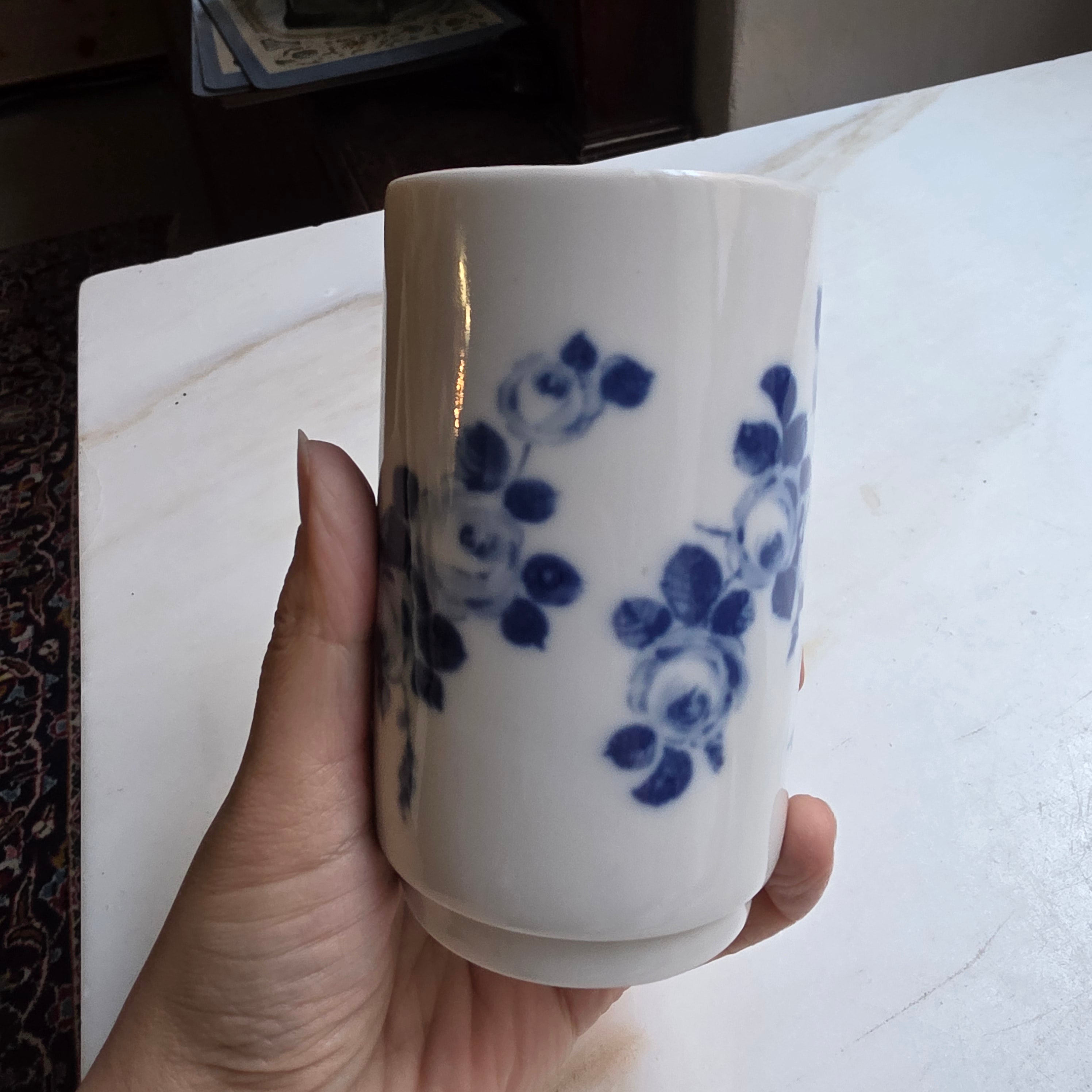 Wallendorfer Porzellanvase - Echt Cobalt - Handbemalt - Blaue Rose - Antik