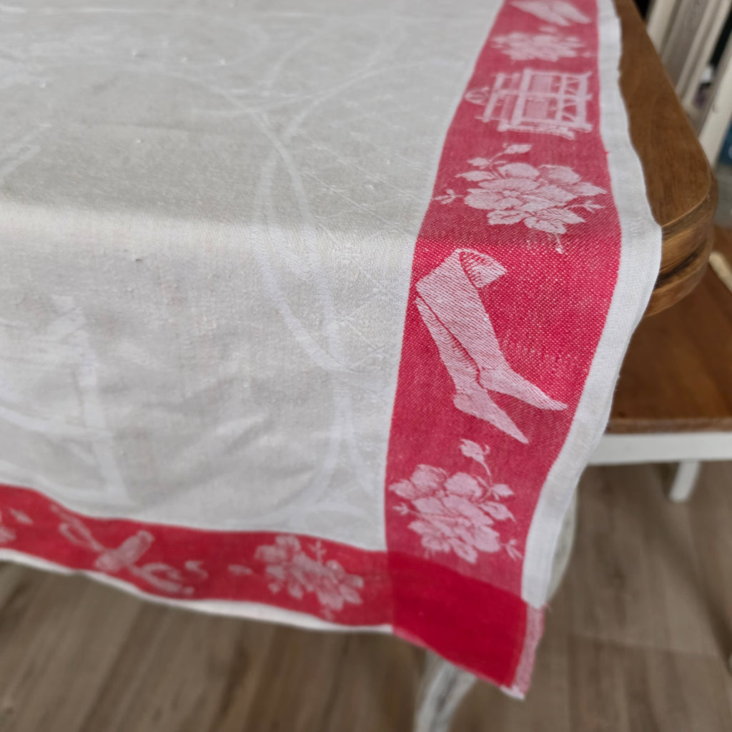 Antikes „Rolltuch“ - Mangeltuch mit seltenem Mangel-Motiv – Um 1900 - 80x195cm