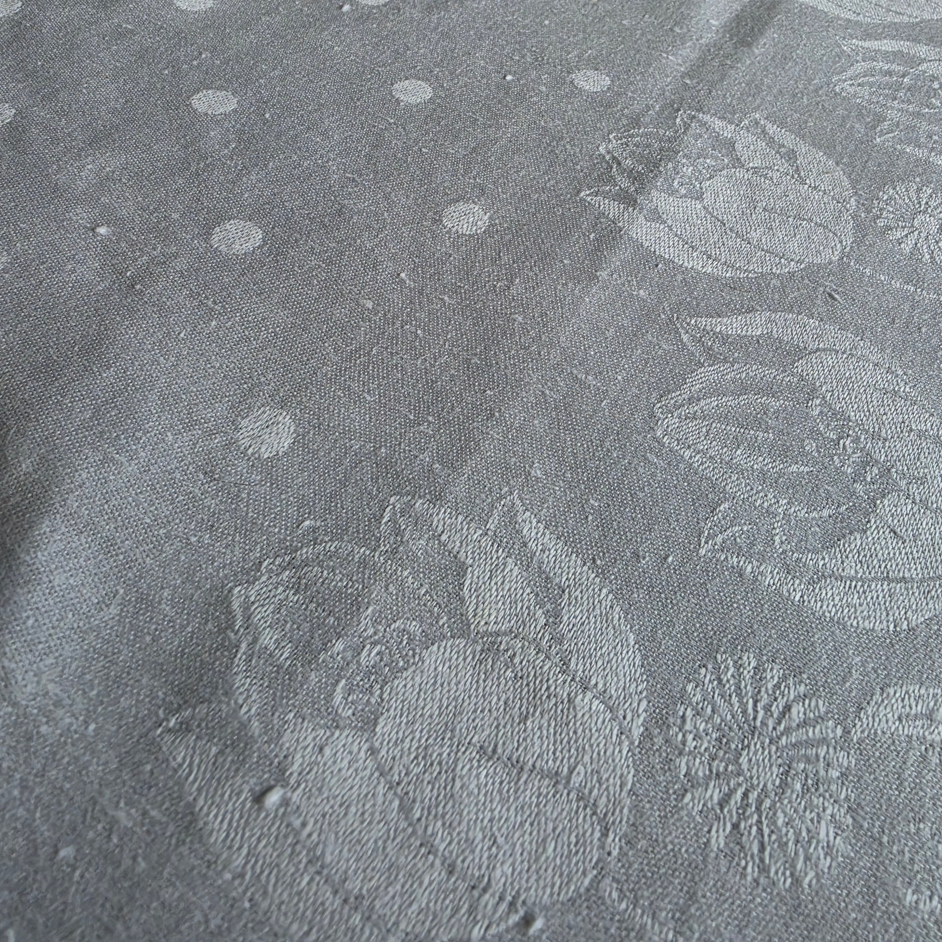 Vintage Damast-Tischläufer / Paradehandtuch mit Jugendstil-Tulpenmuster & Monogramm „H.W.“