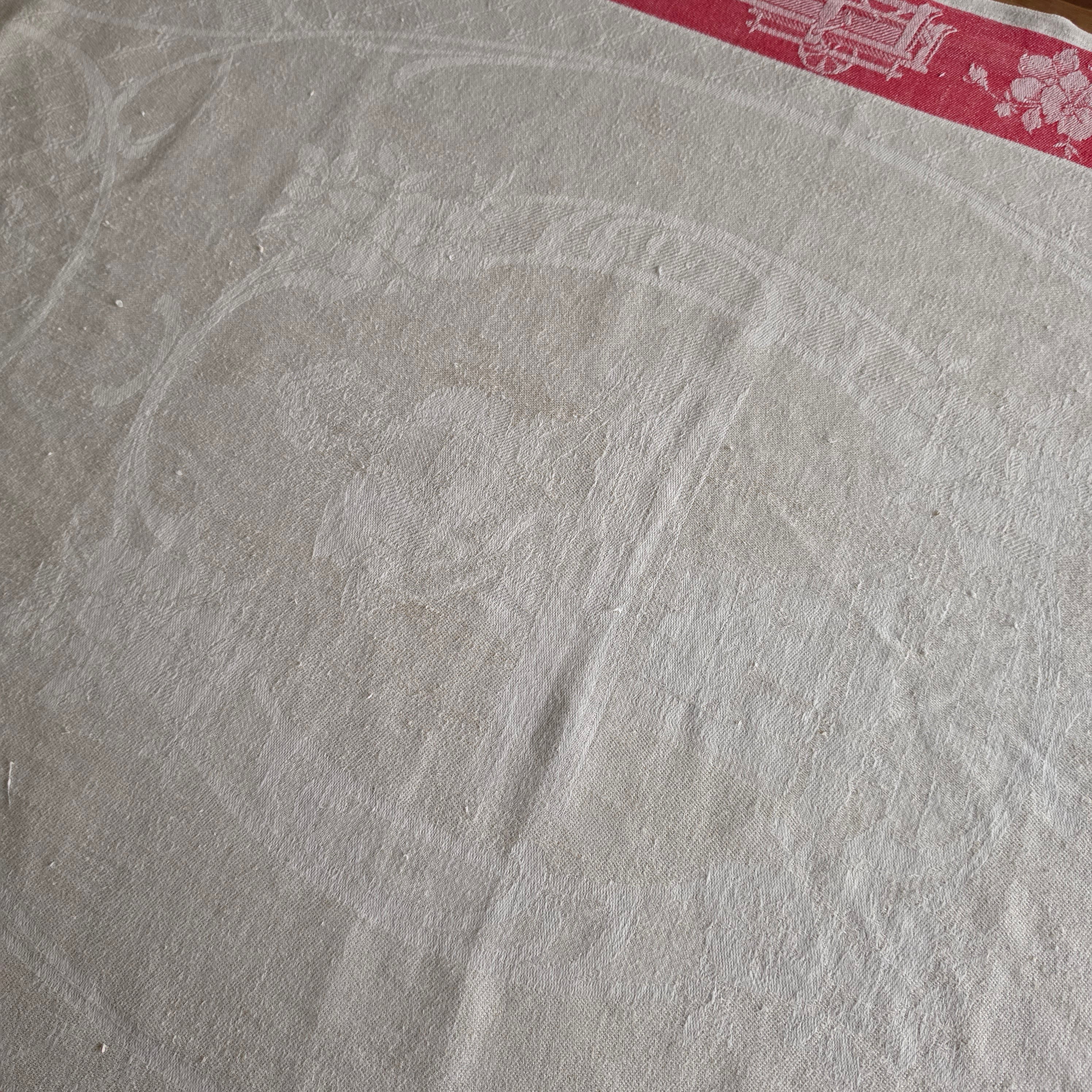Antikes „Rolltuch“ - Mangeltuch mit seltenem Mangel-Motiv – Um 1900 - 80x195cm