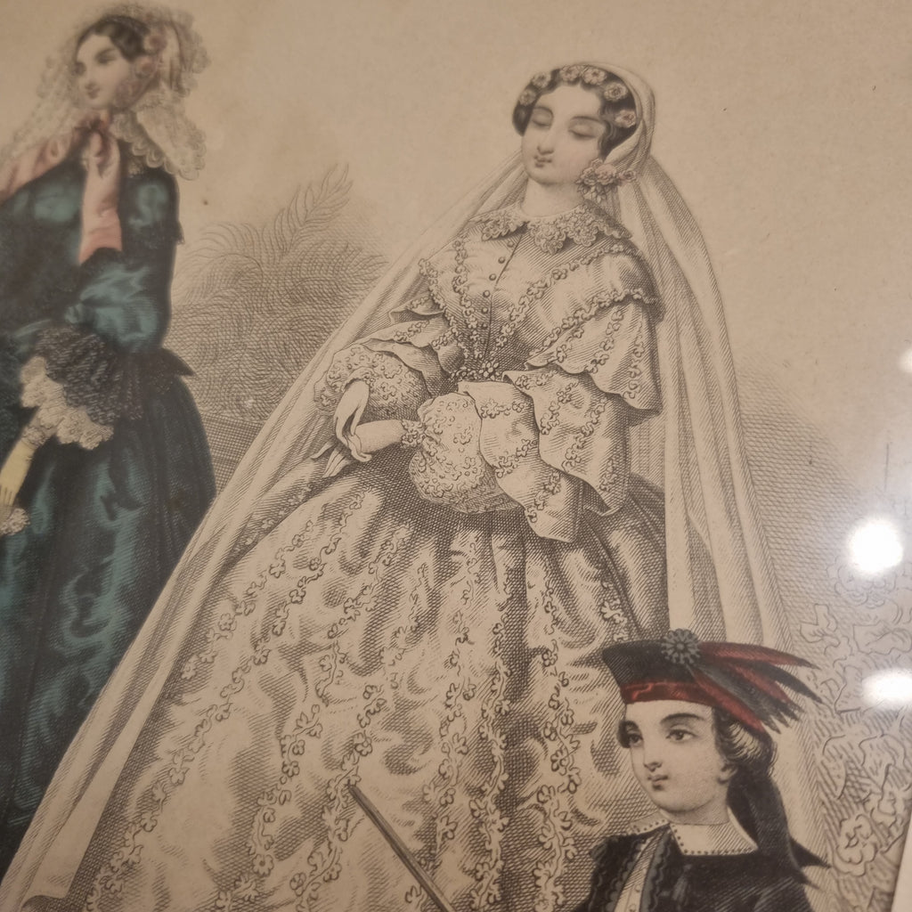 Lithographie Mode von 1850 - gerahmt hinter Glas