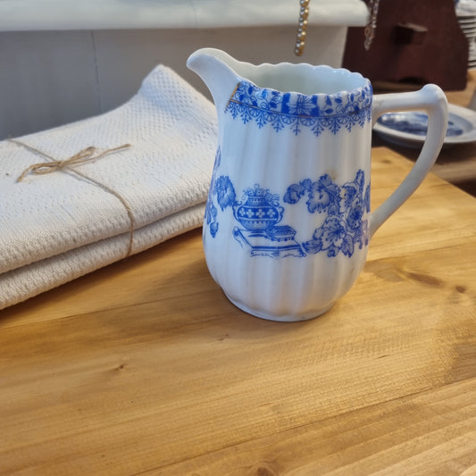 Milchkanne Milchkännchen Porzellan Weiß/Blau Landhaus Shabby Vintage