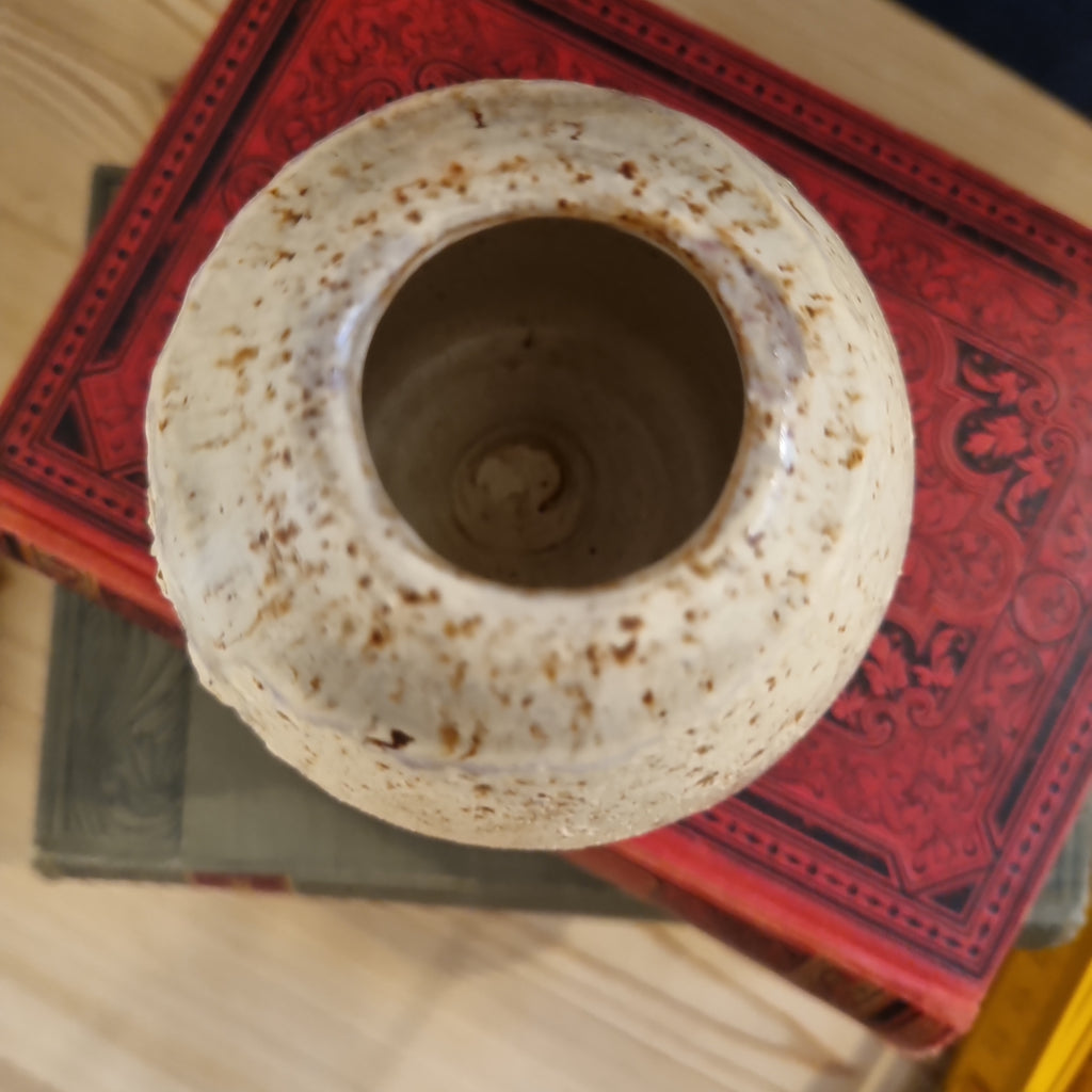 Midcentury Keramik Vase handgemacht 50er Jahre klein beige