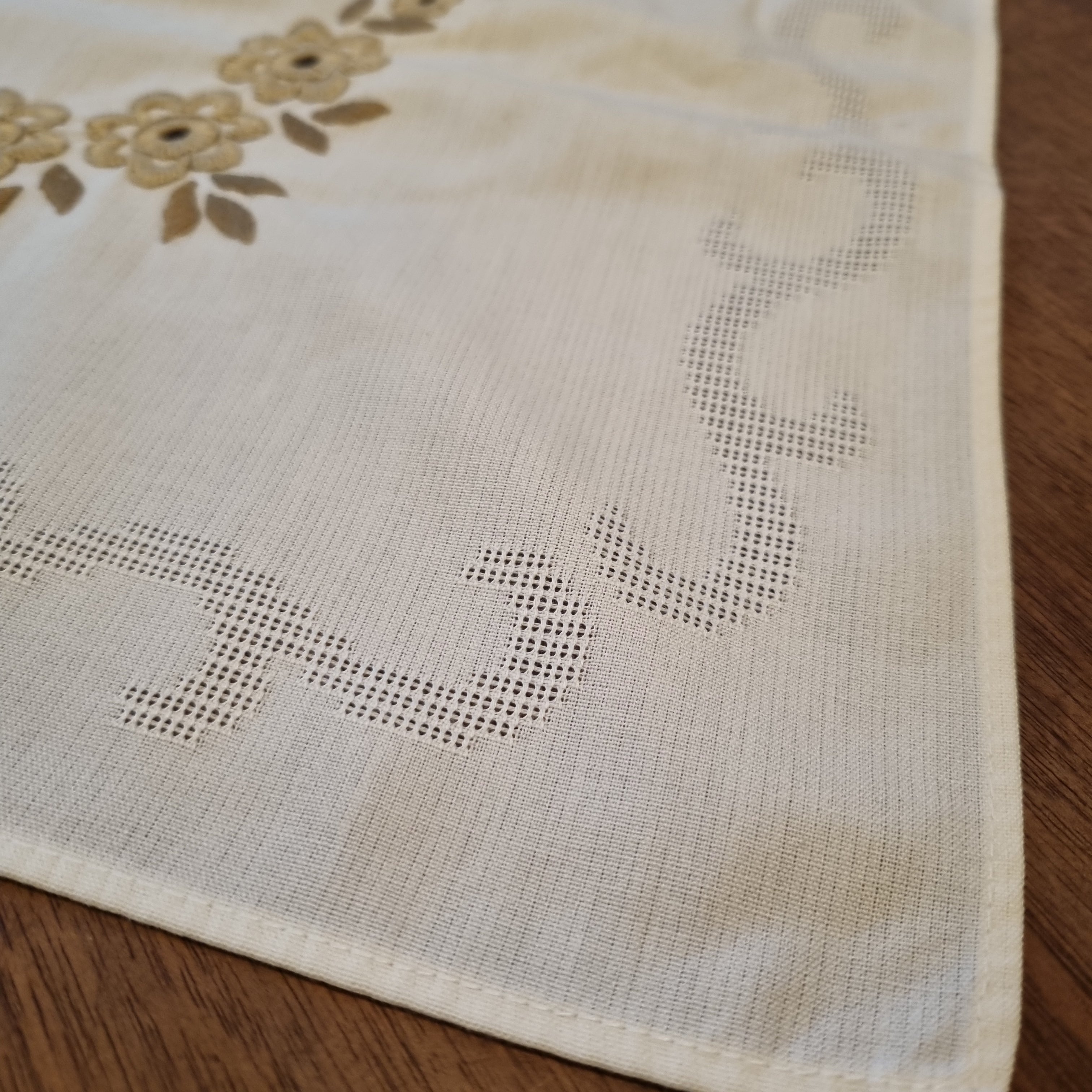 Vintage Mitteldecke Tischdecke Baumwolle Leinen 75x75cm 🤍