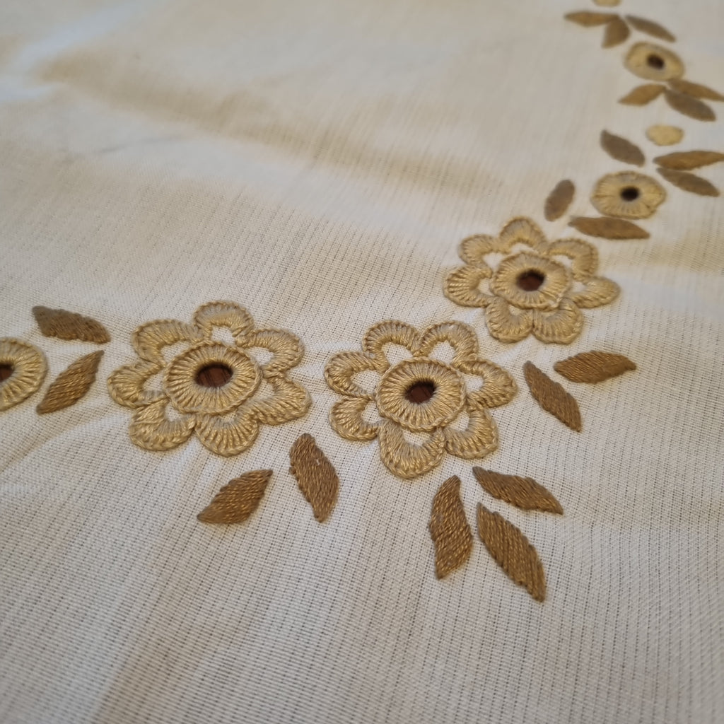 Vintage Mitteldecke Tischdecke Baumwolle Leinen 75x75cm 🤍