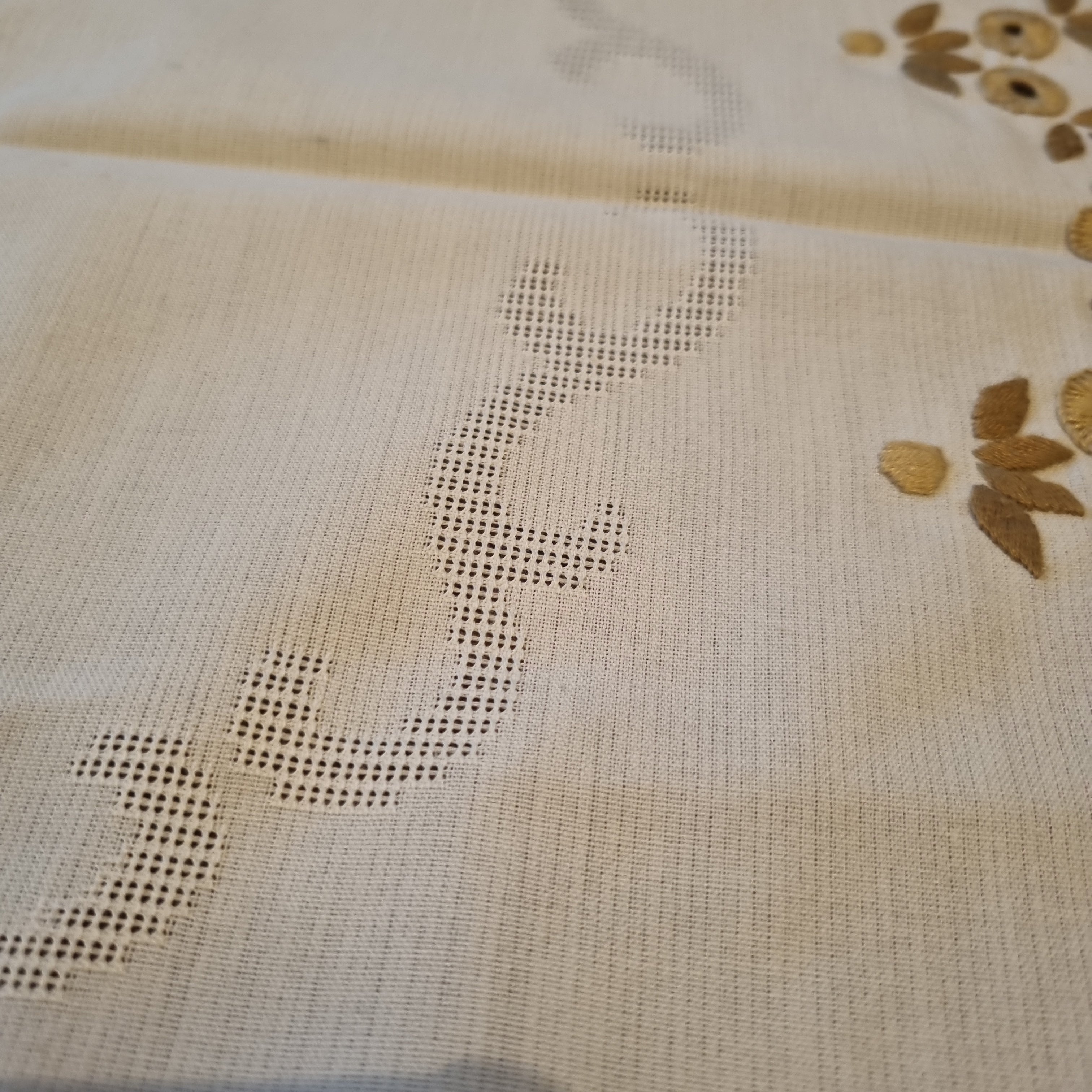 Vintage Mitteldecke Tischdecke Baumwolle Leinen 75x75cm 🤍