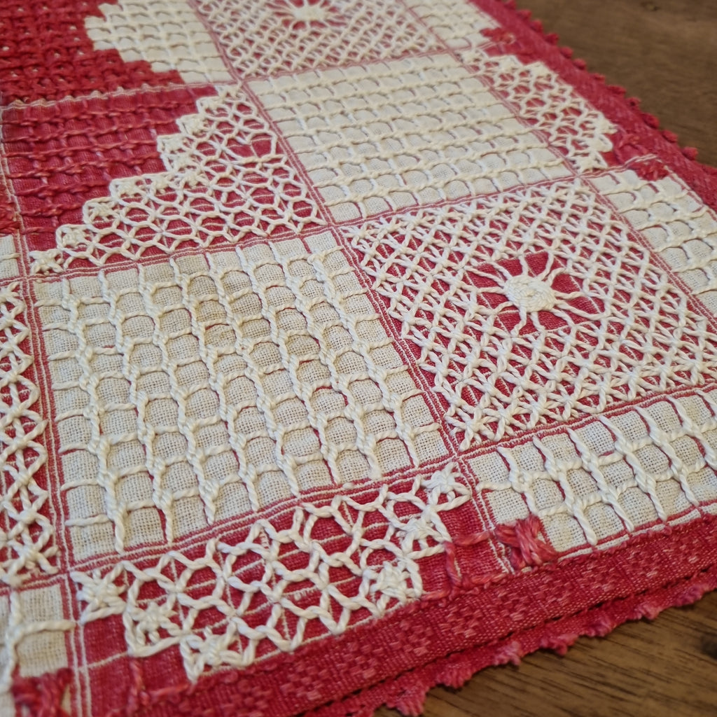 Antike Handgemachte Tischdecke Mitteldecke Baumwolle Leinen 70x70cm 🤍