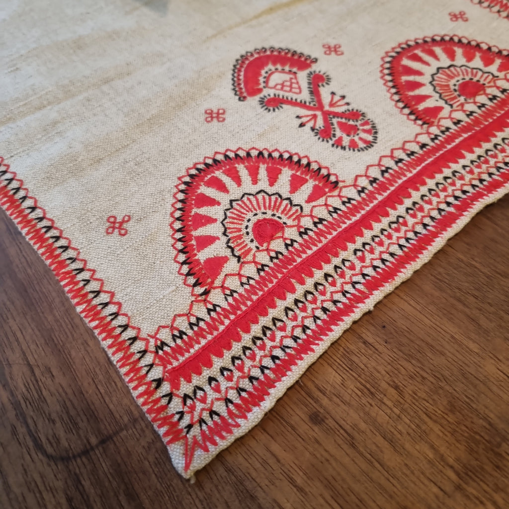Antikes handgemachtes Zierdeckchen Leinen Baumwolle 70x30cm 🤍