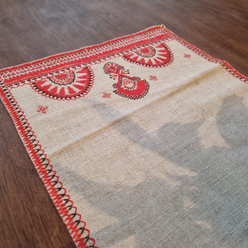 Antikes handgemachtes Zierdeckchen Leinen Baumwolle 70x30cm 🤍