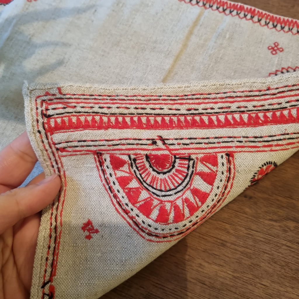 Antikes handgemachtes Zierdeckchen Leinen Baumwolle 70x30cm 🤍