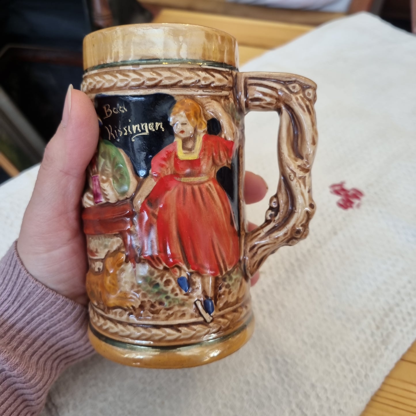 Alter Keramik Zierkrug Bierkrug Bad Kissingen Vintage Geschenk