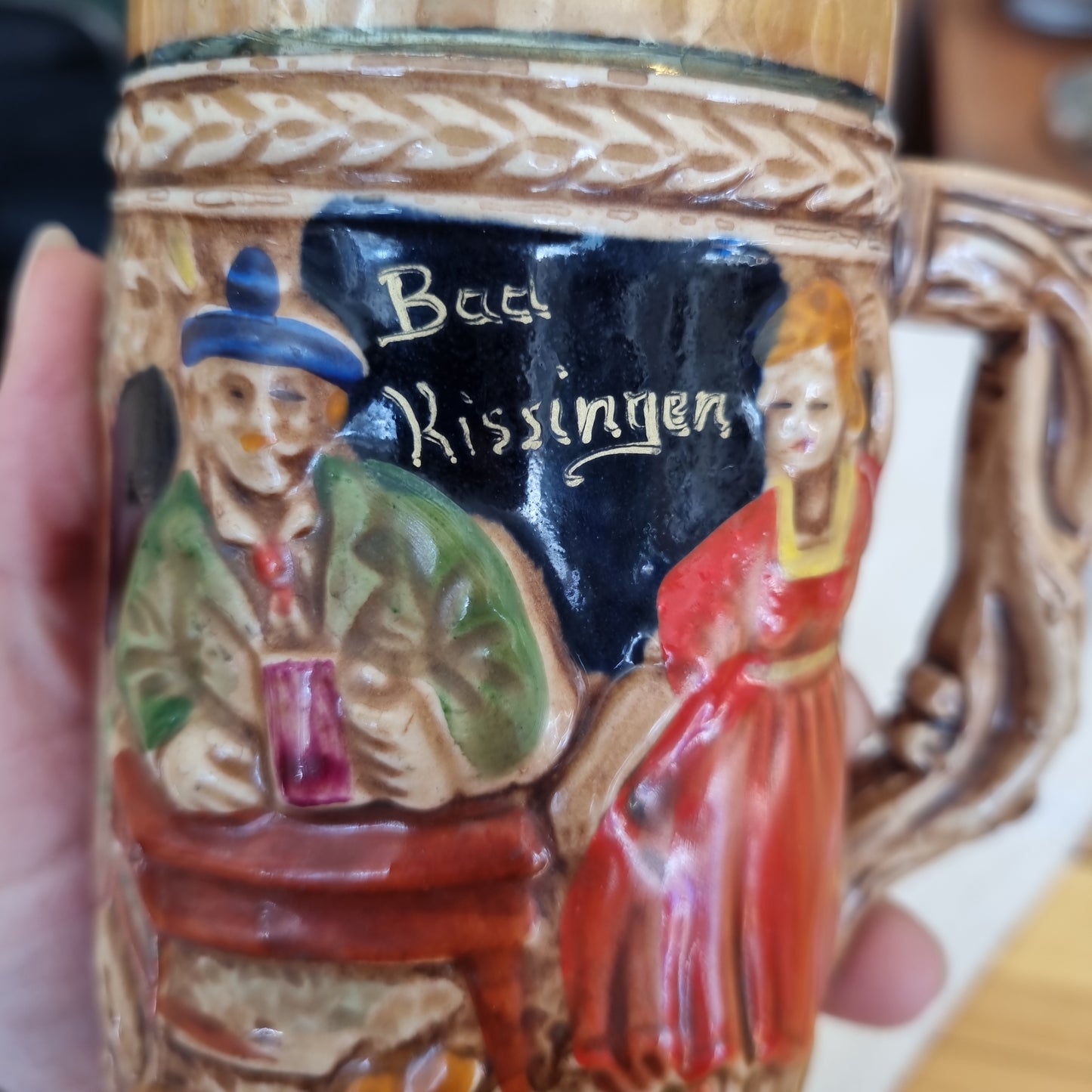 Alter Keramik Zierkrug Bierkrug Bad Kissingen Vintage Geschenk