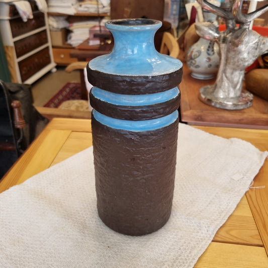 Retro Vase blau schwarz 70er Jahre Vintage Keramik alt und einzigartig