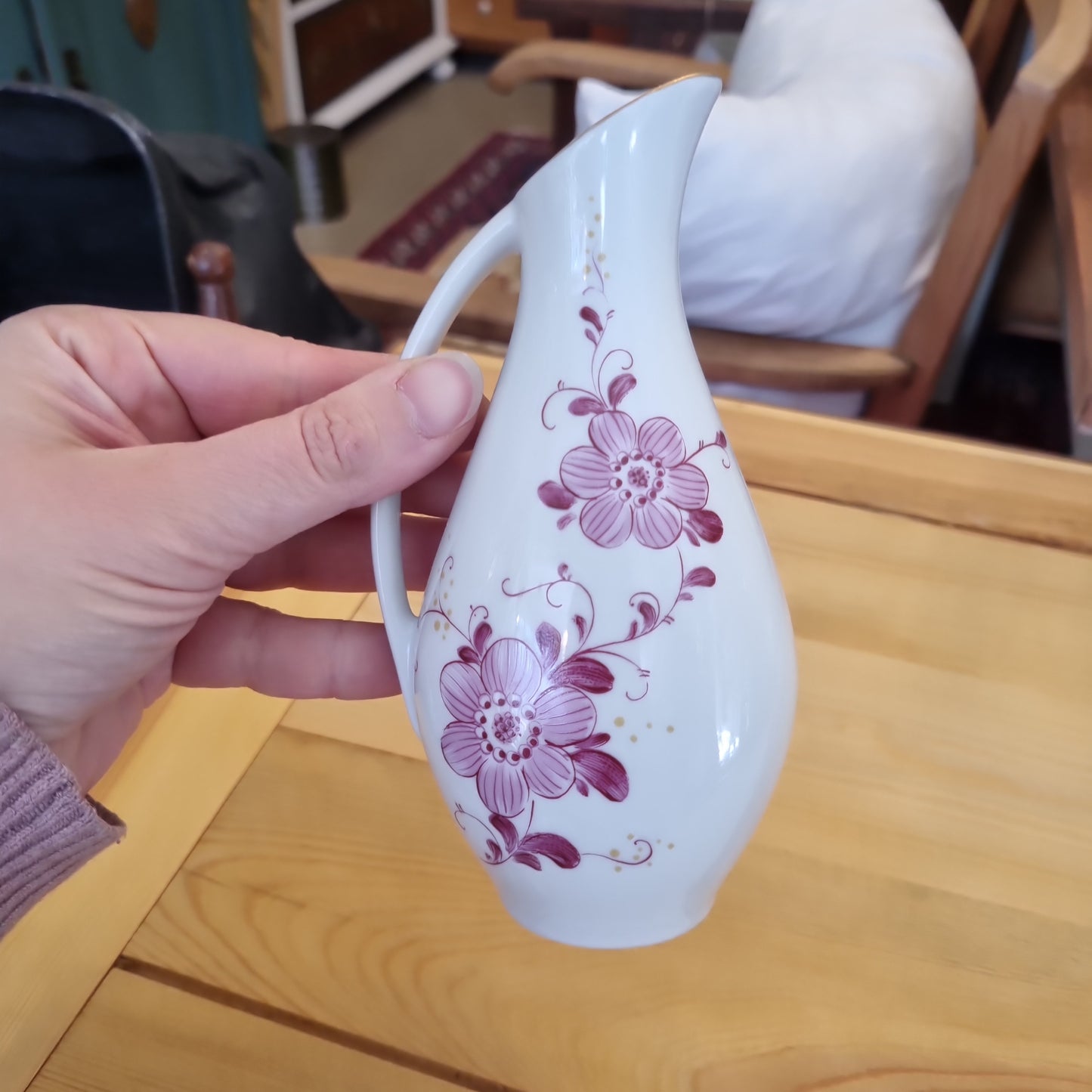 Unter weiss Bach Porzellan Vase weiß rosa 70er Jahre