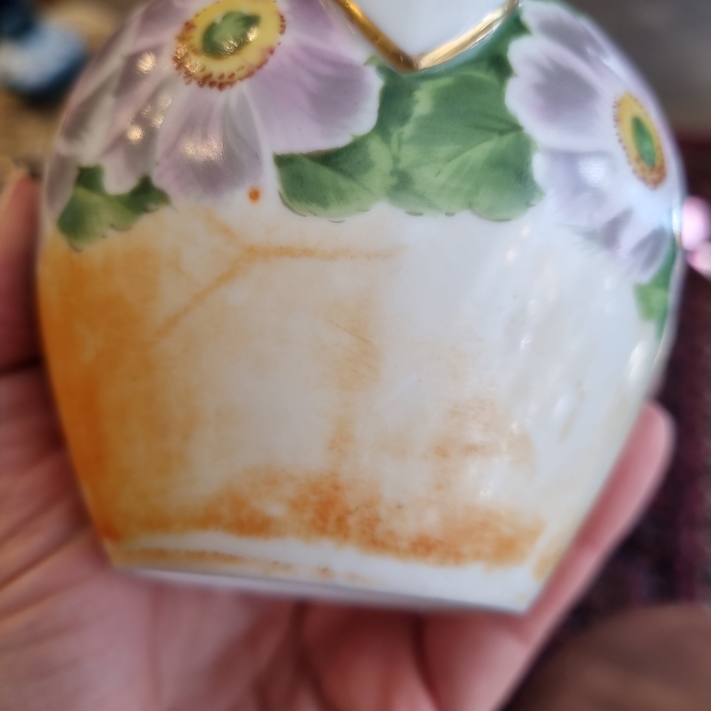 Kleine handbemalte Porzellan Vase Gefäß 50er Jahre Retro Vintage