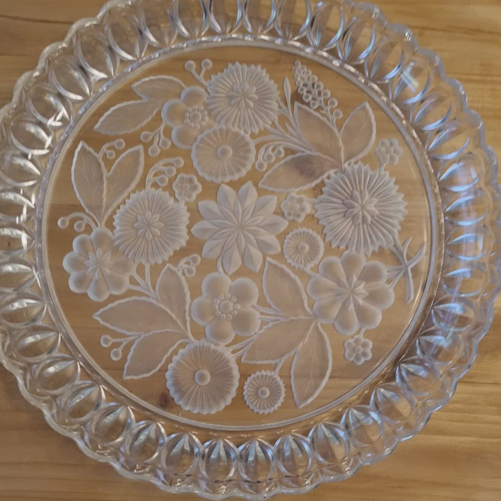 Vintage Kristall Schale Teller Obstschale Deko Blumen