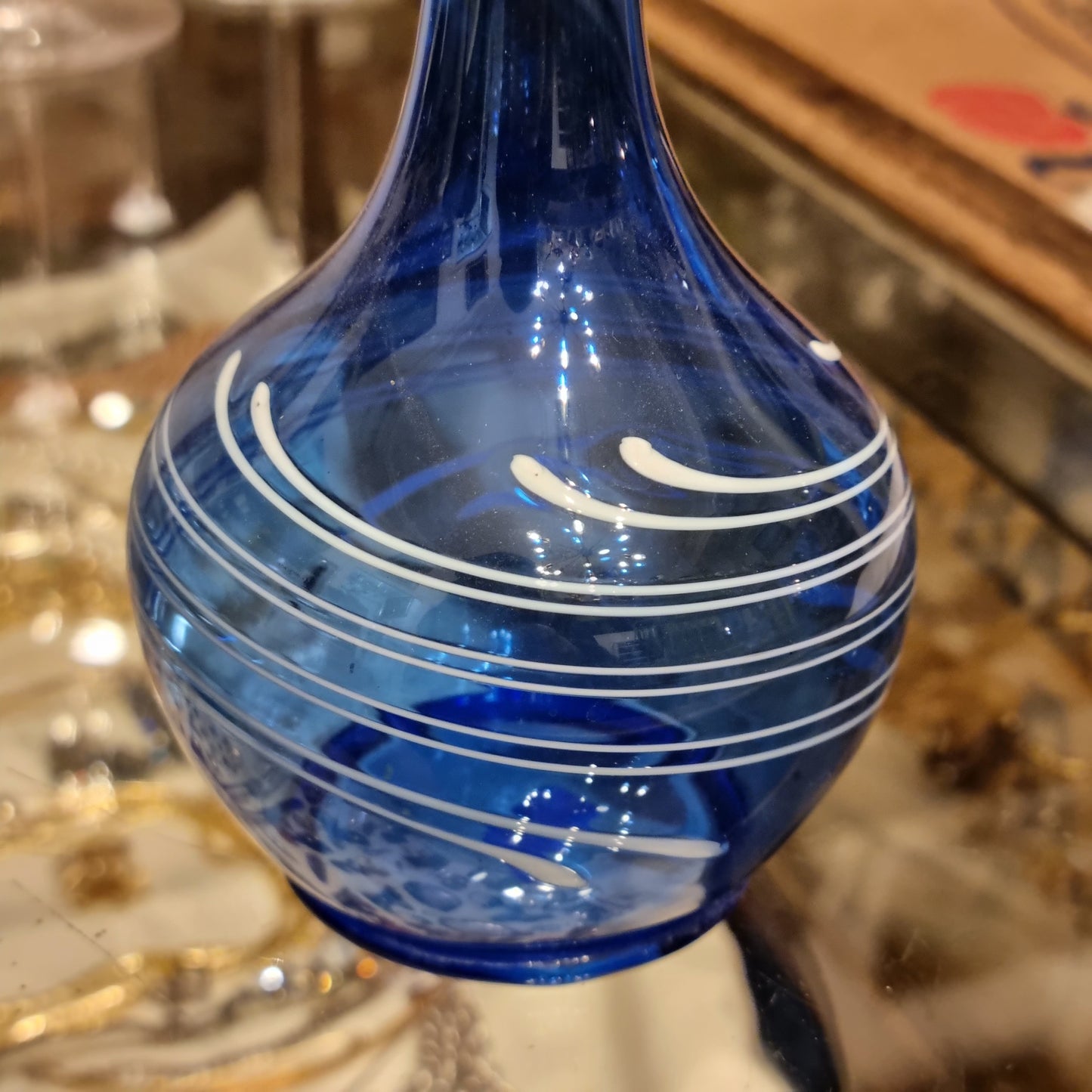 Blaue Vintage Glas Vase