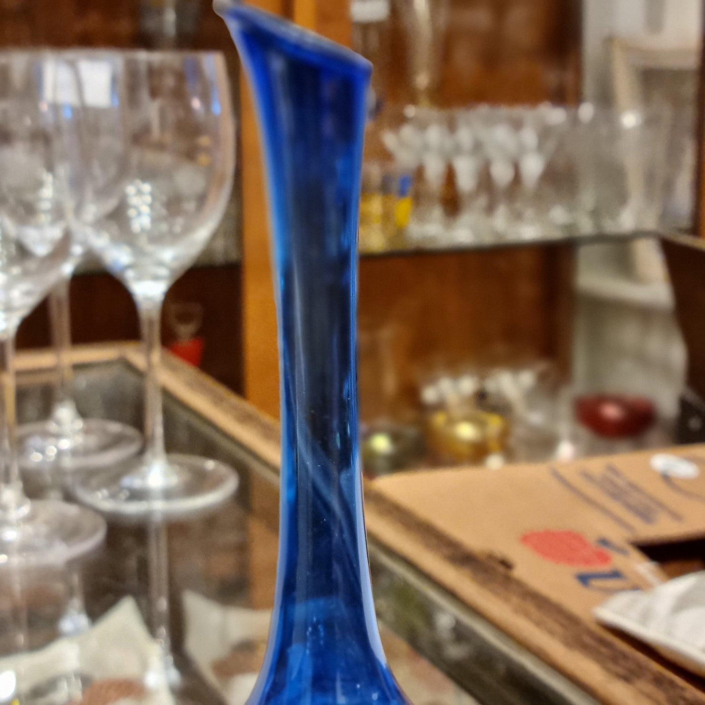 Blaue Vintage Glas Vase