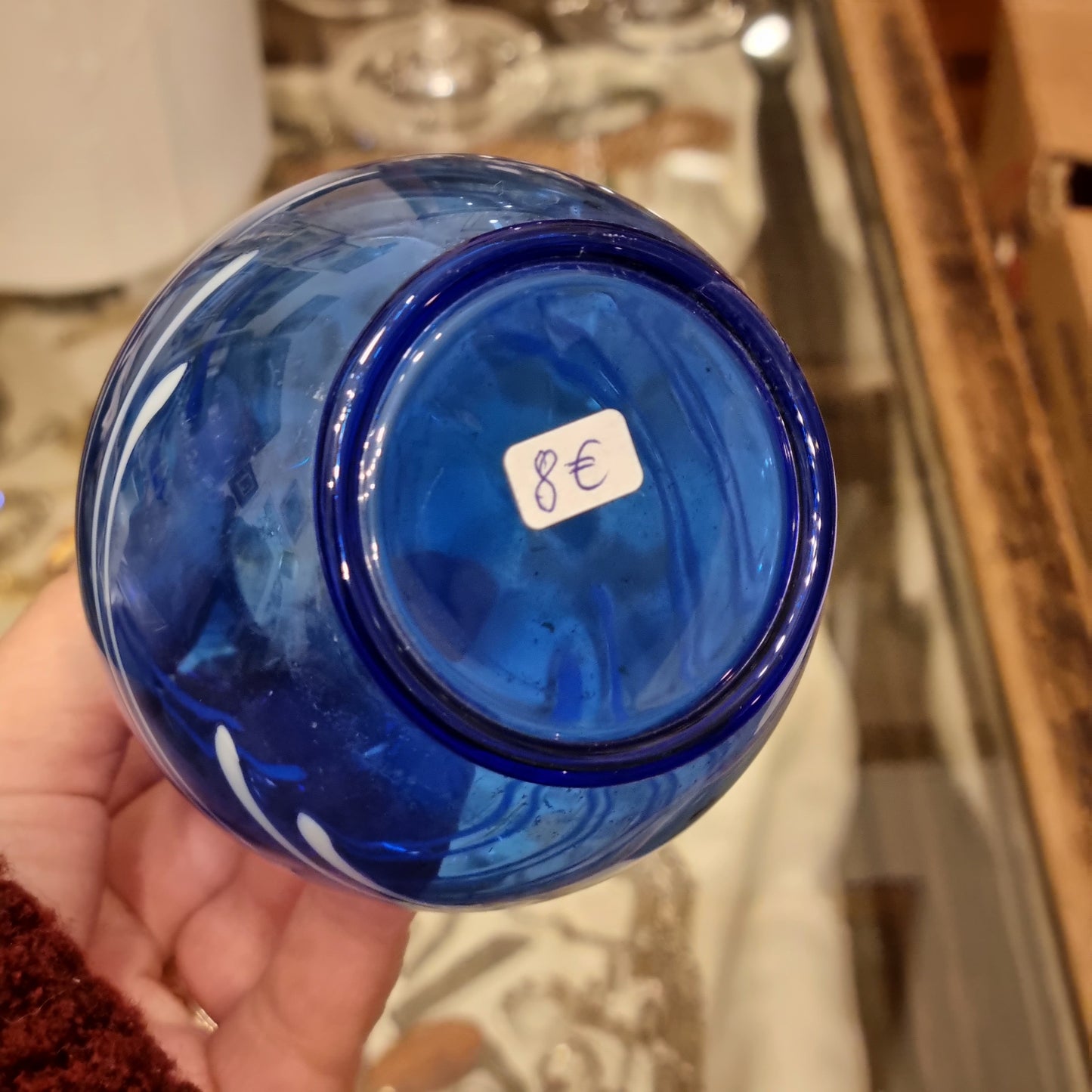 Blaue Vintage Glas Vase