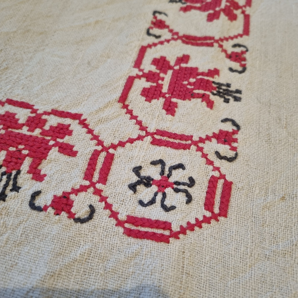 Vintage Tischdecke Handgemacht Baumwolle Leinen 75x75cm 🤍