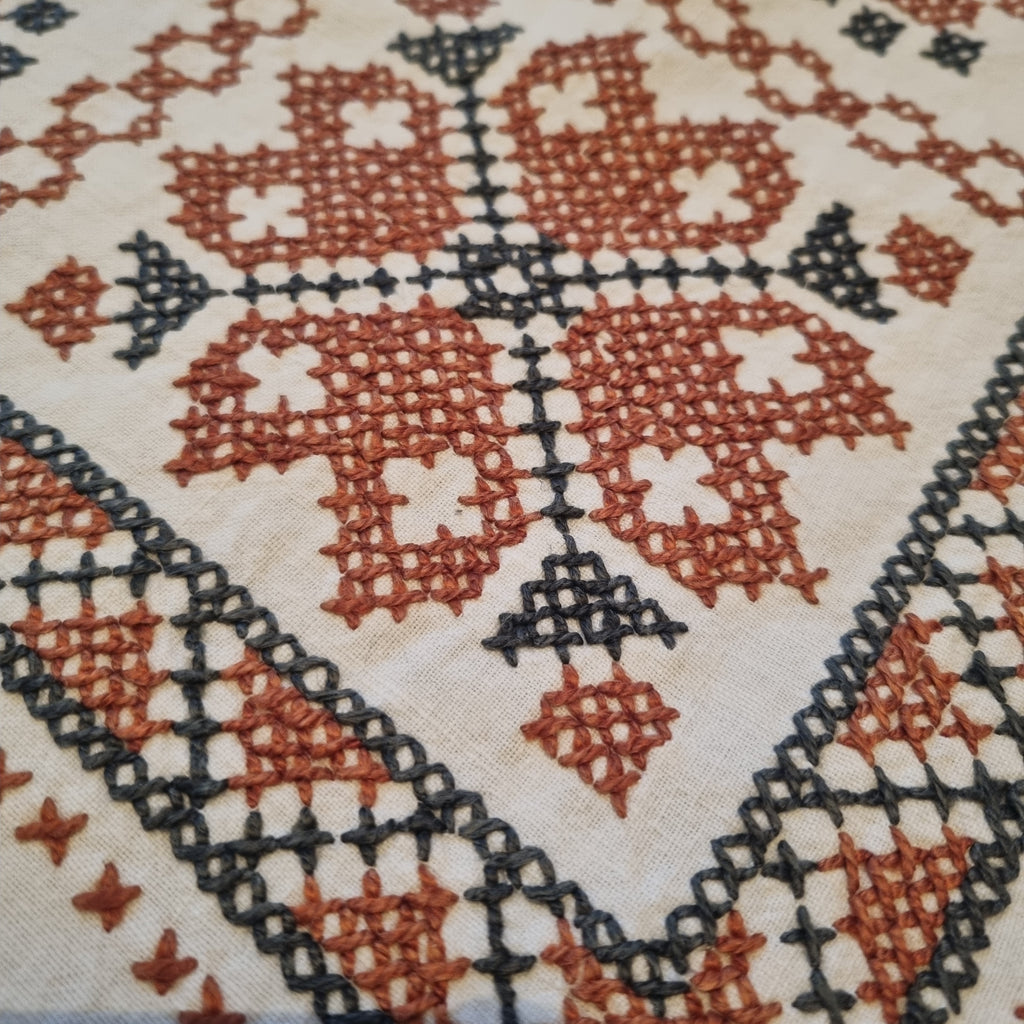 Antike bestickte Mittel Tischdecke Baumwolle 75x75cm 🤍