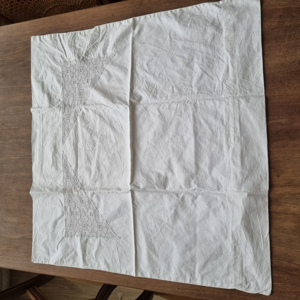 Antike,alte Kissenhülle 75x72cm weiß Initialien U.M. Vintage Kissen Bezug 🤍