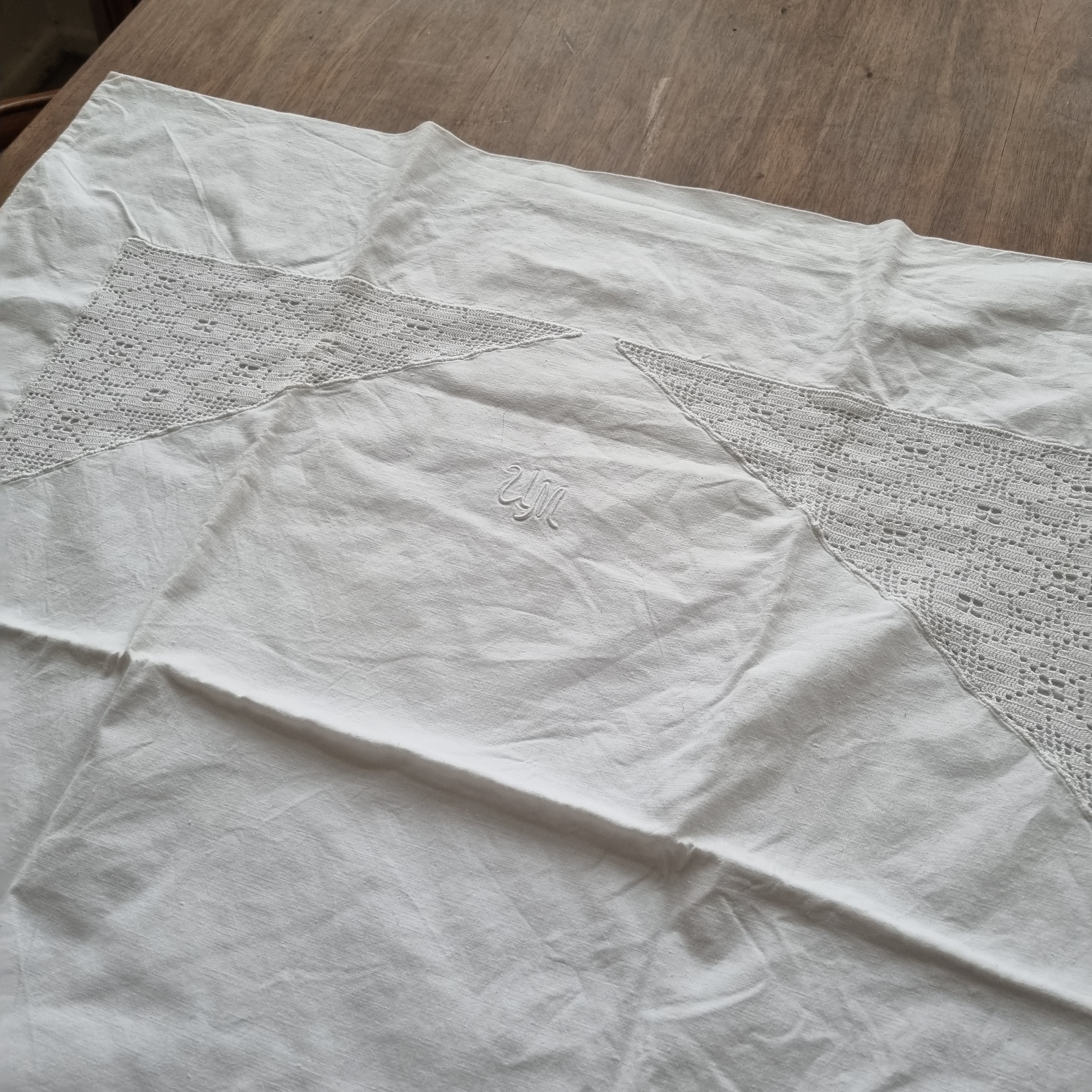 Antike,alte Kissenhülle 75x72cm weiß Initialien U.M. Vintage Kissen Bezug 🤍