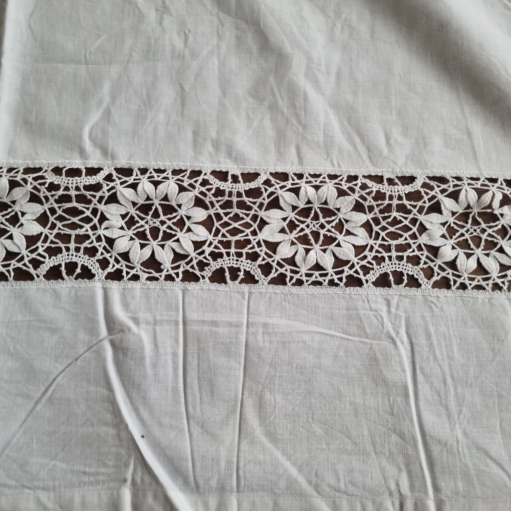 Antikes Jugendstil Bettlaken / Bettüberwurf Baumwolle 140x235cm Monogramm G.D. ♡