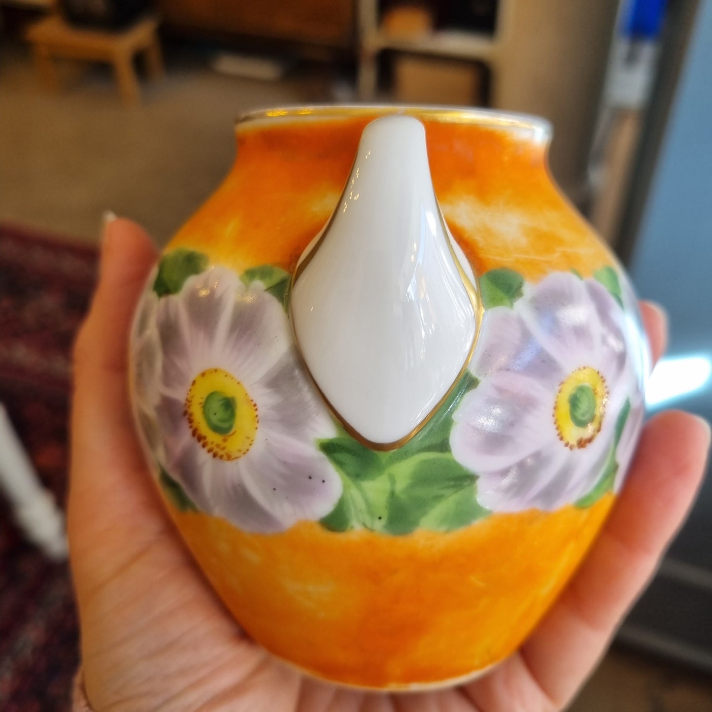 Kleine handbemalte Porzellan Vase Gefäß 50er Jahre Retro Vintage