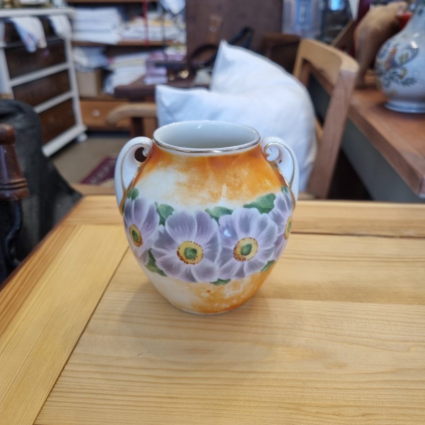 Kleine handbemalte Porzellan Vase Gefäß 50er Jahre Retro Vintage