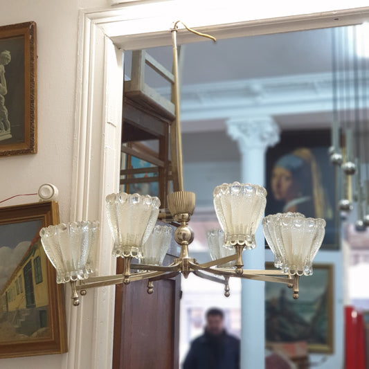 70er Jahre Eisglas Deckenlampe 7-armig - #antik_storys#